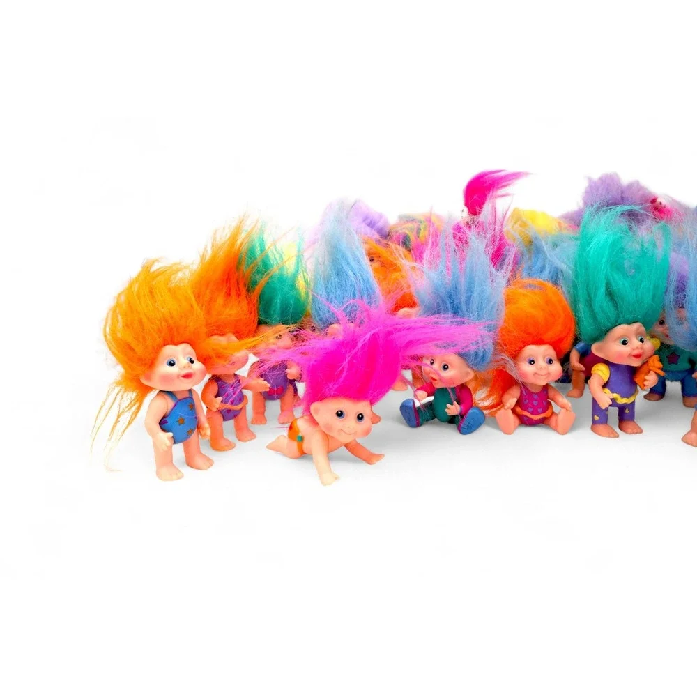 Lot of 25 Small Troll Dolls with Brightly Colored Hair Toy Figurines for‎ Kids